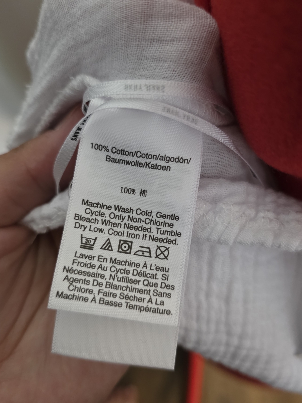DKNY One-Shoulder White Cotton Gauze Women's Top - Picture 5 of 5